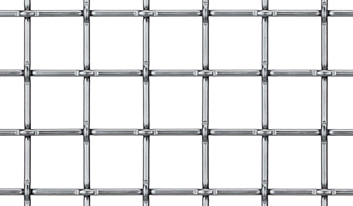 A stainless steel woven wire mesh in a square weave