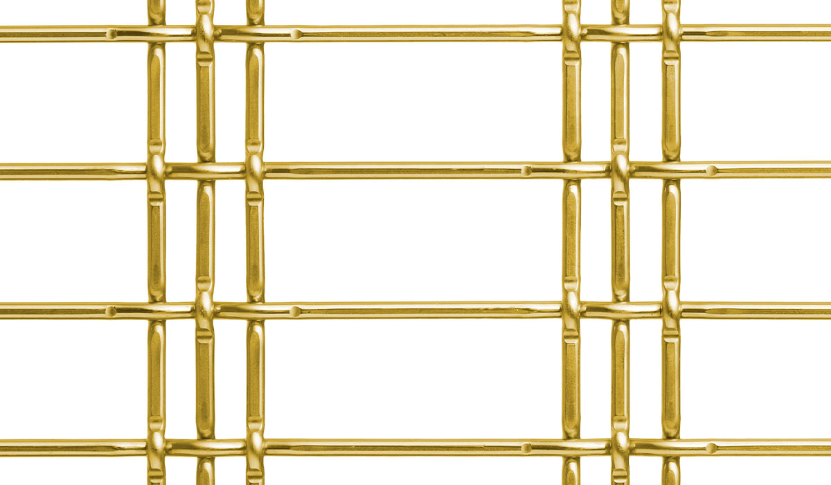A triple strand woven mesh in brass