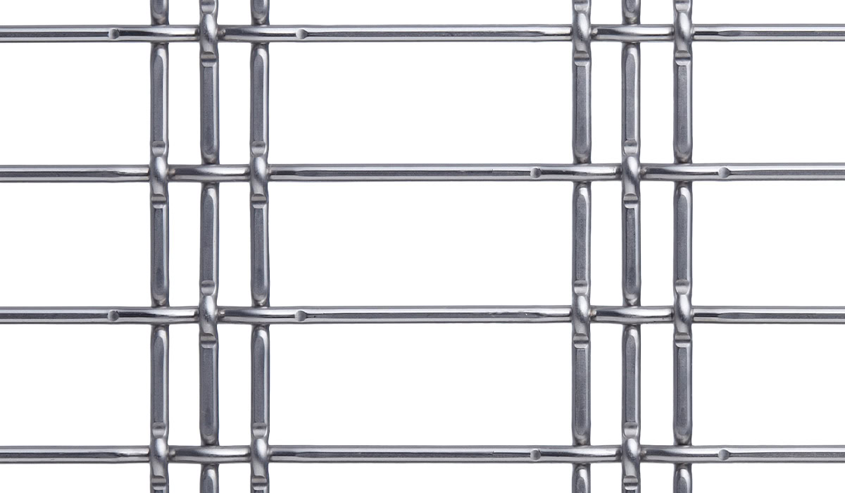 A triple strand woven mesh in stainless steel