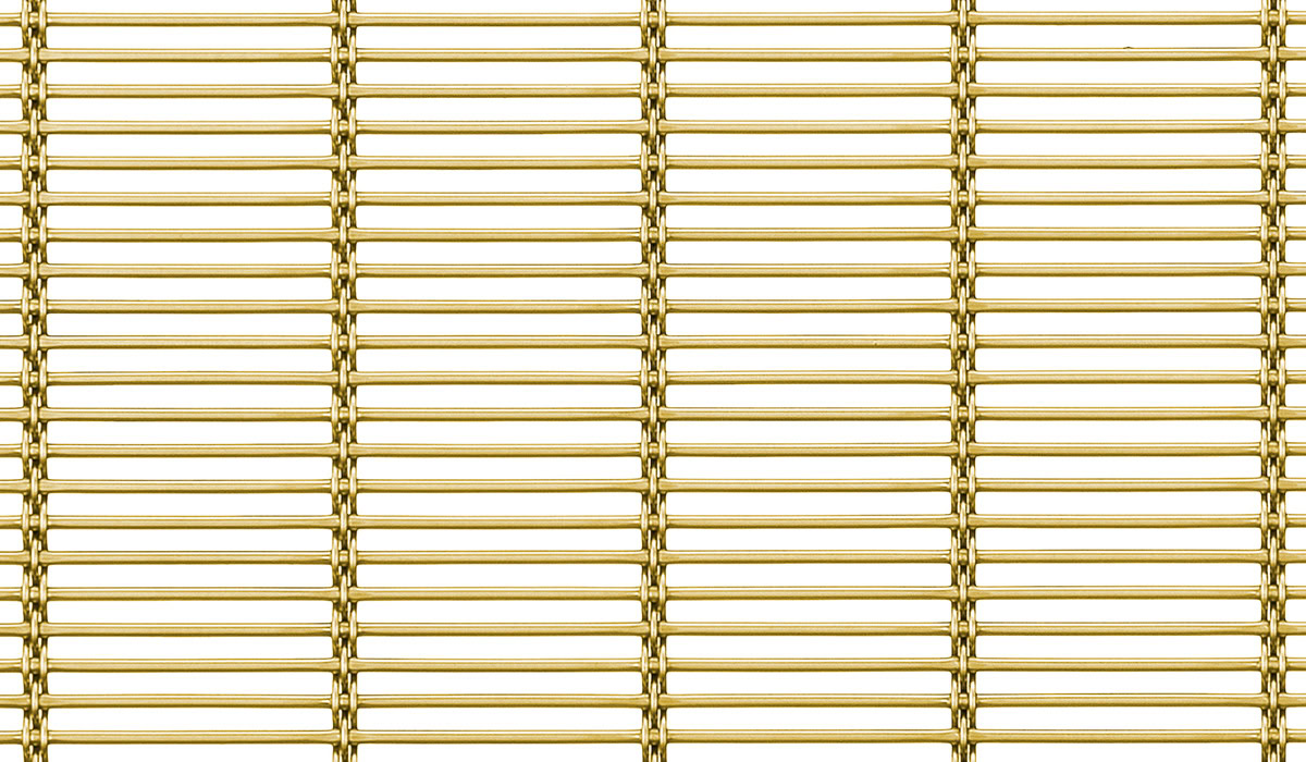 A brass woven mesh with a three wire pattern