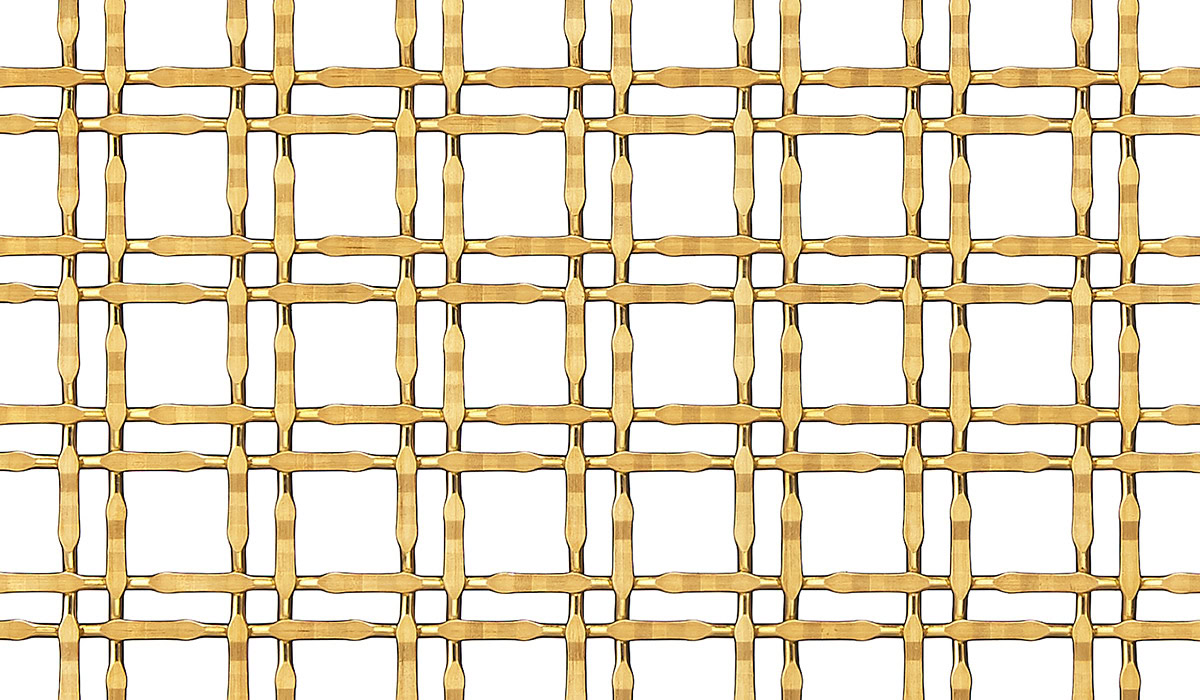 A square twin wire woven mesh in brass
