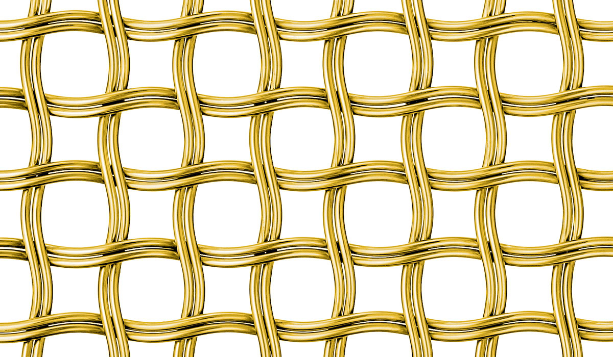 A circular heavy-duty woven wire mesh in brass