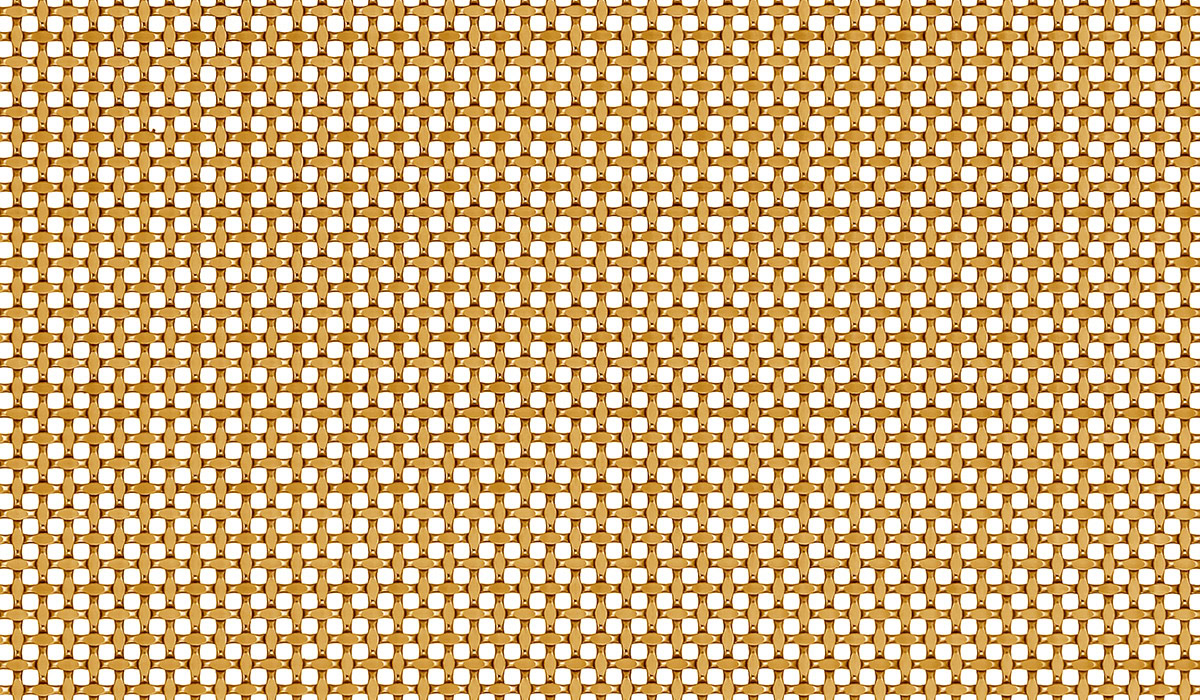 A tightly woven square mesh in bronze