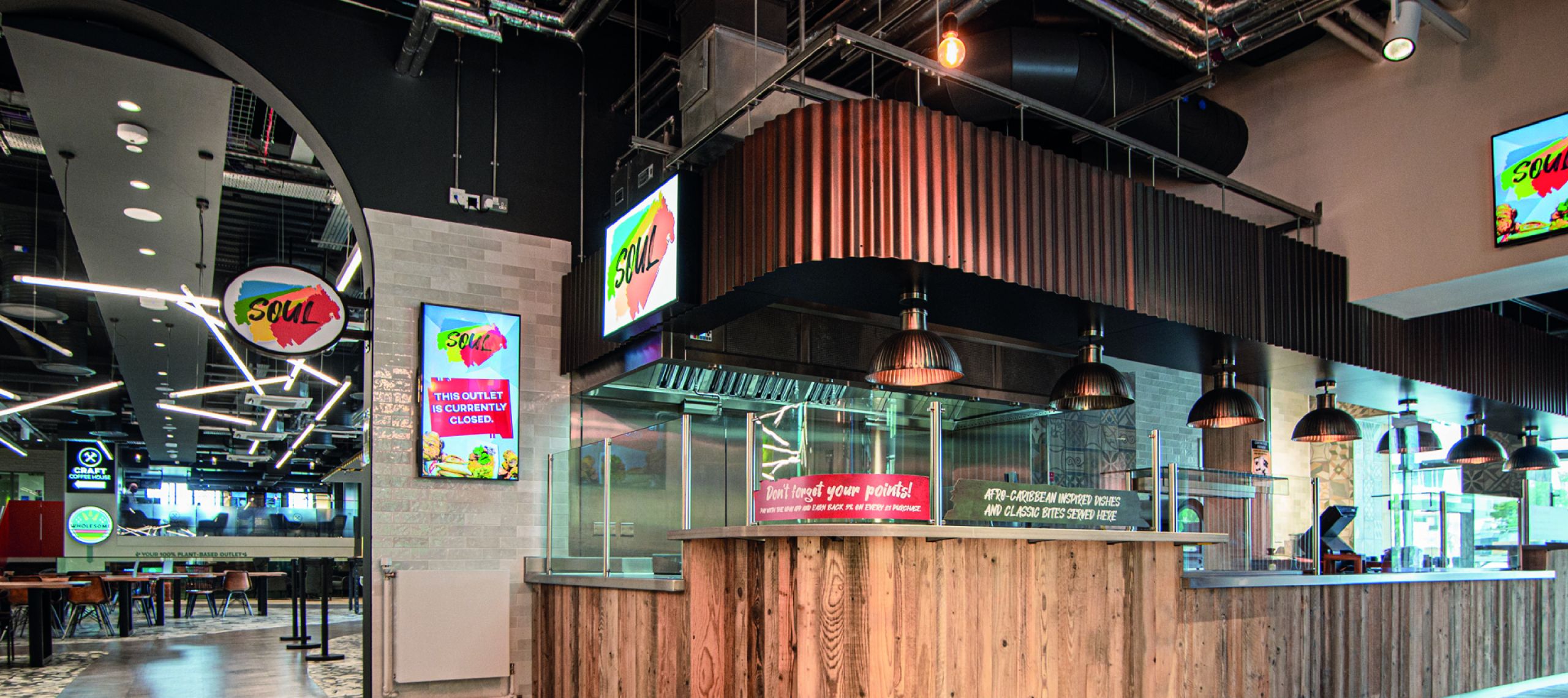 Bronze patinated bar area