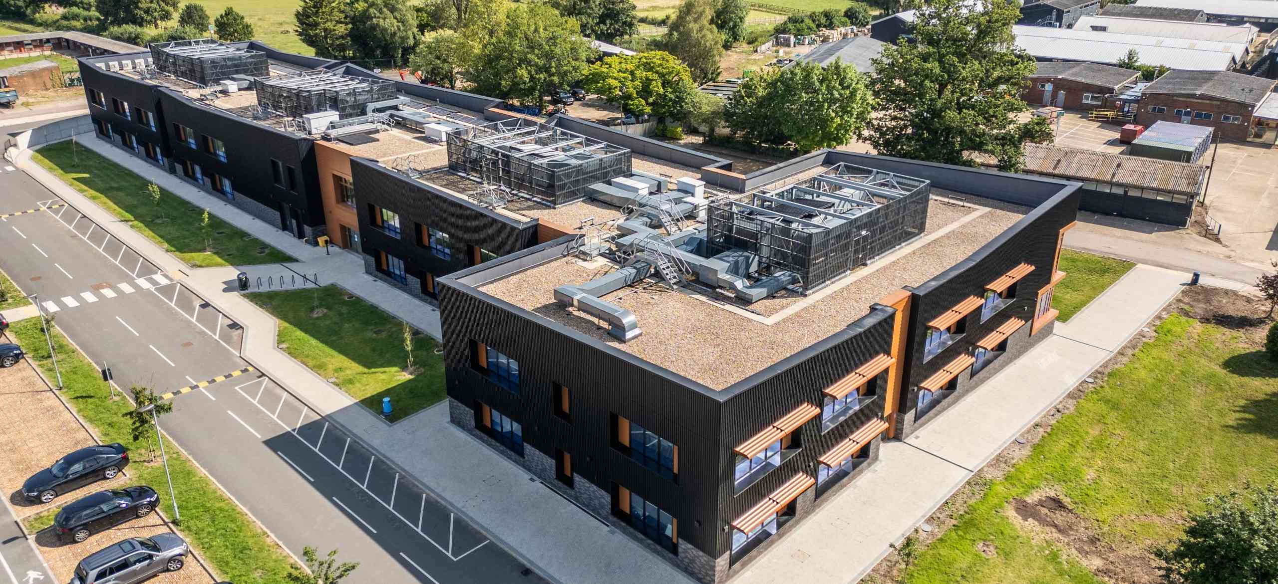 An aerial view of Oaklands College in St Albans