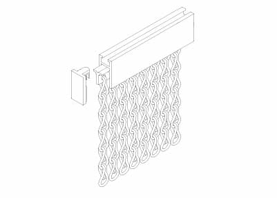 A drawing of a slim fixing for Kriskadecor Metal Chains