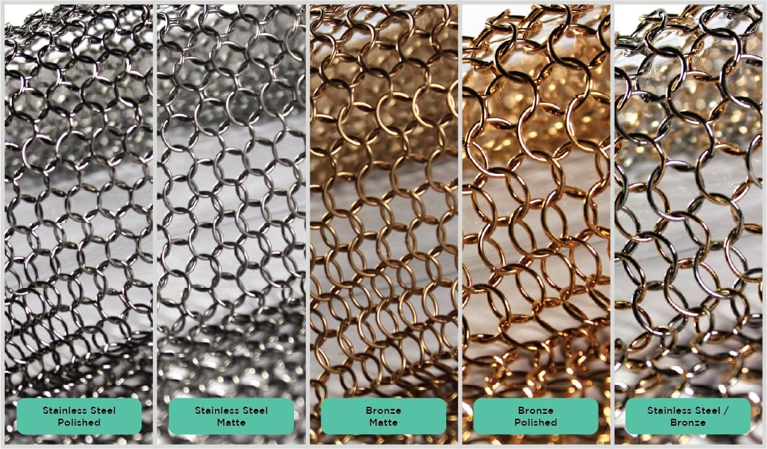 A collage of Alpha mesh finishes